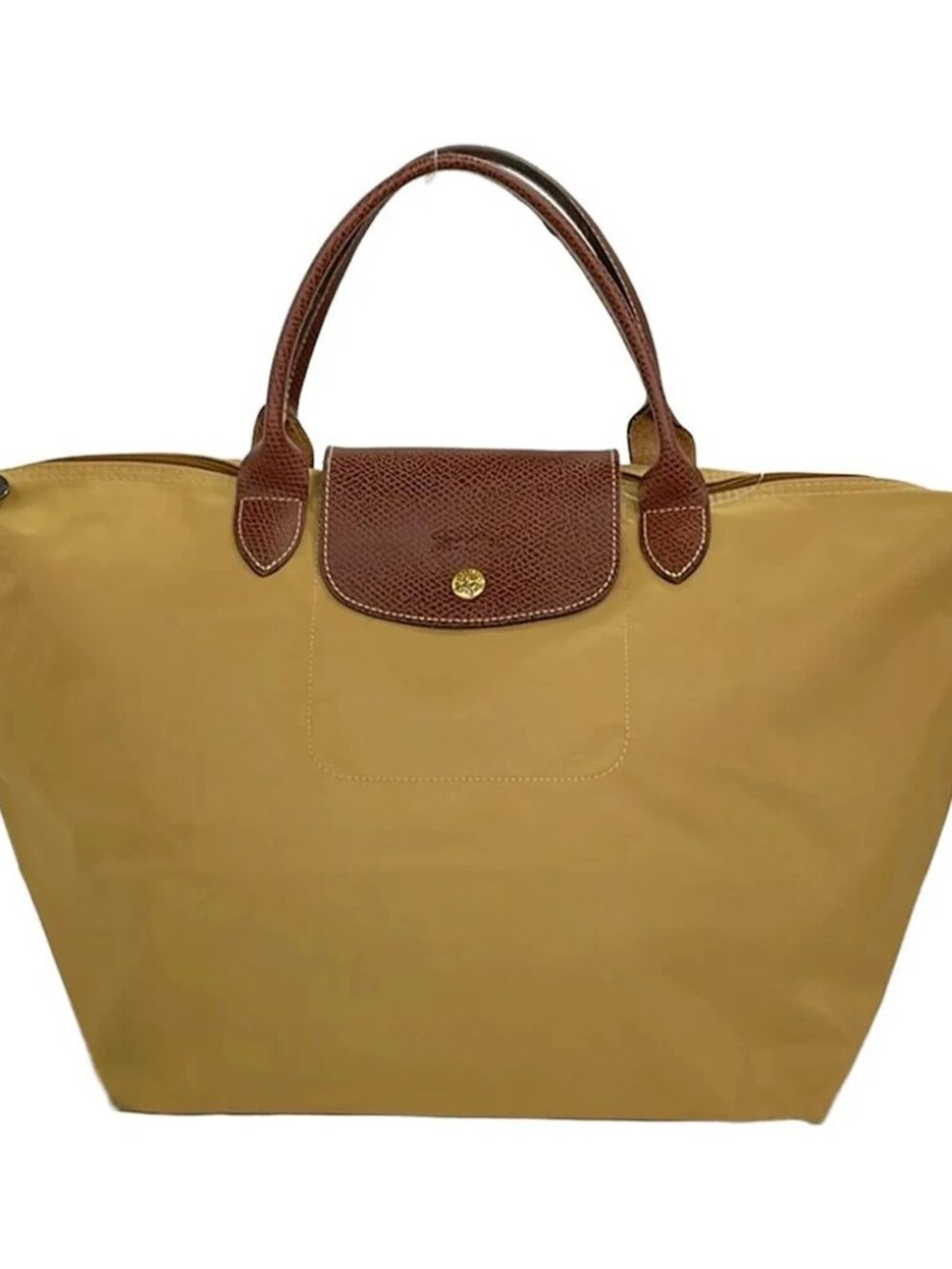 LONGCHAMP Le Preage Original Dark yellow Dark Brown Nylon Leather Handbag